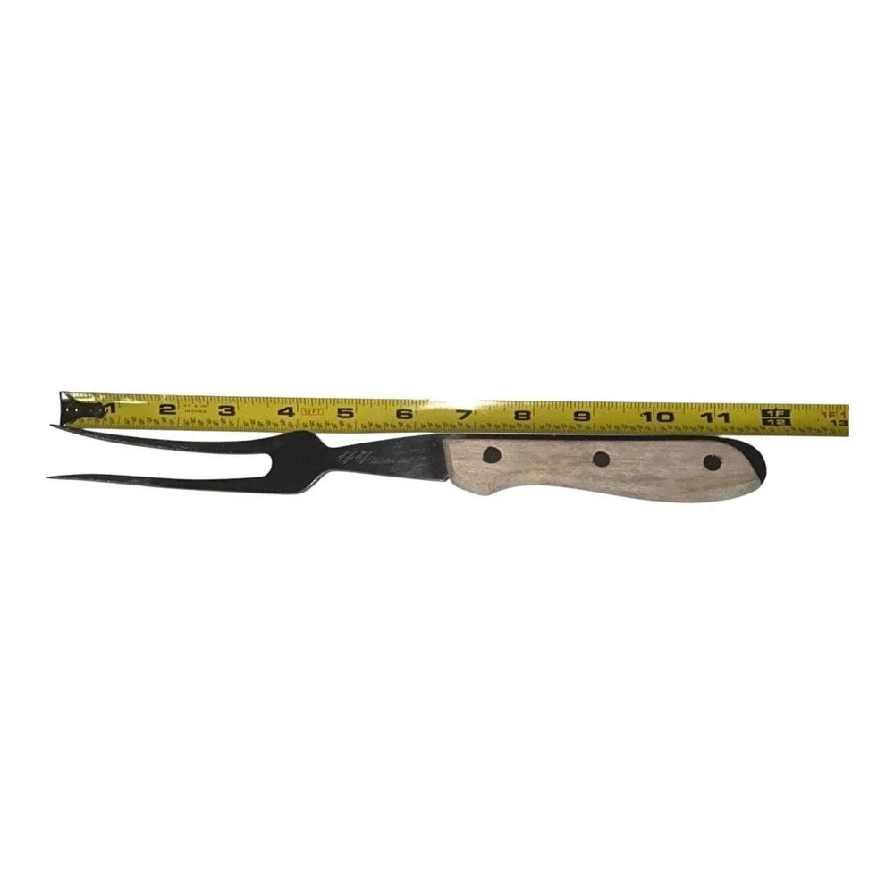 Vintage Carving Fork Serving Fork Stainless Steel Japan‎ Wood Rivet Handle